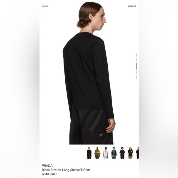 Prada Black Stretch Long Sleeve T-Shirt (size XL) - Picture 6 of 8